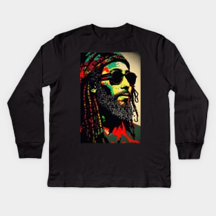 reggae rasta peace hippie bob marley Kids Long Sleeve T-Shirt